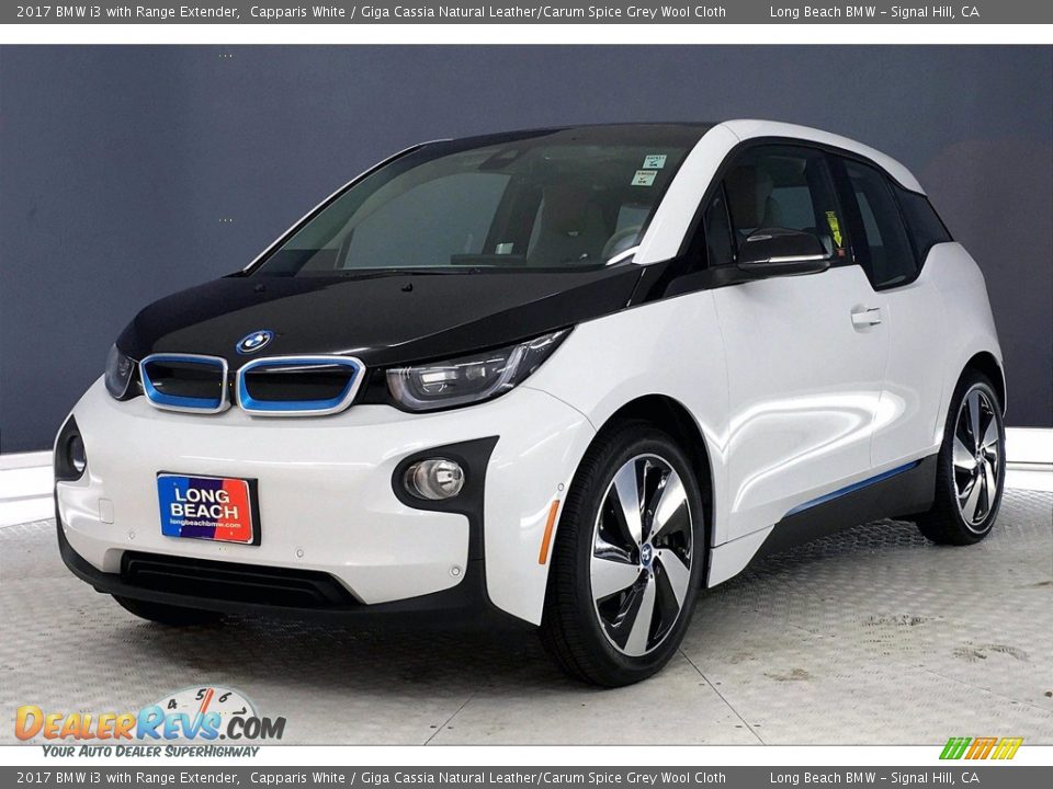 2017 BMW i3 with Range Extender Capparis White / Giga Cassia Natural Leather/Carum Spice Grey Wool Cloth Photo #12