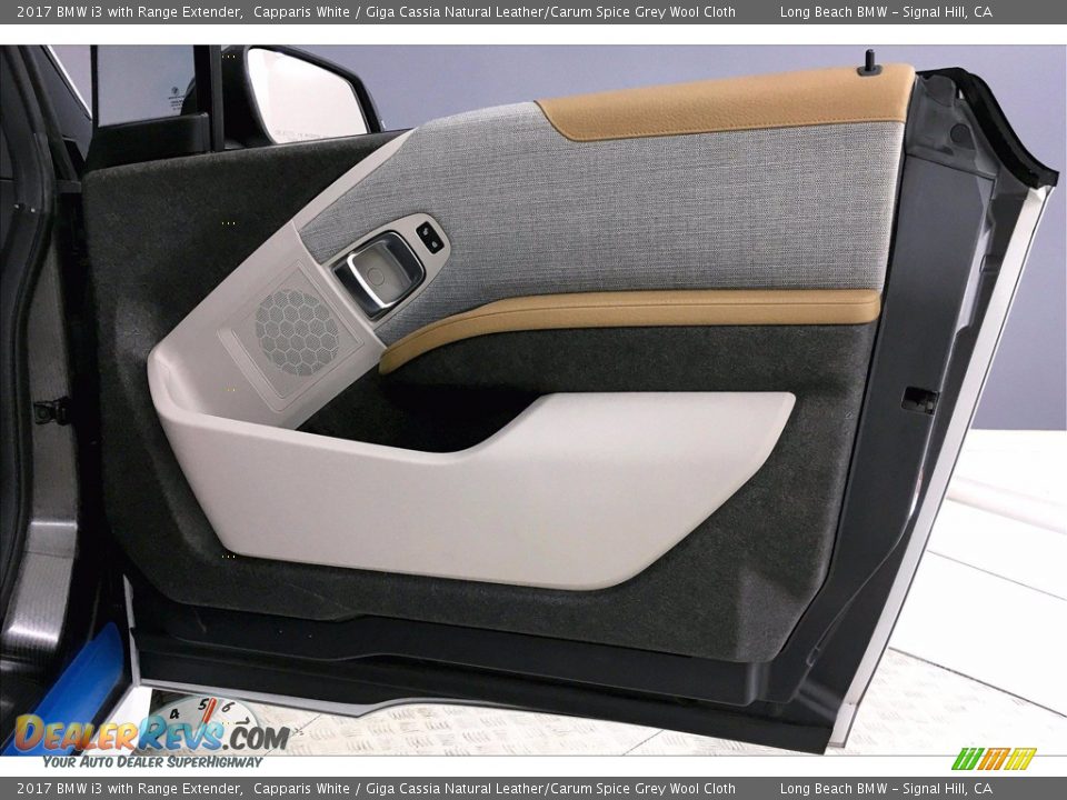2017 BMW i3 with Range Extender Capparis White / Giga Cassia Natural Leather/Carum Spice Grey Wool Cloth Photo #24
