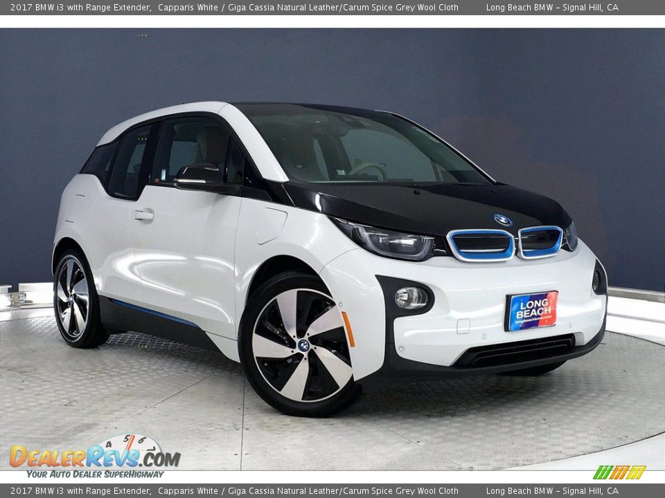2017 BMW i3 with Range Extender Capparis White / Giga Cassia Natural Leather/Carum Spice Grey Wool Cloth Photo #34