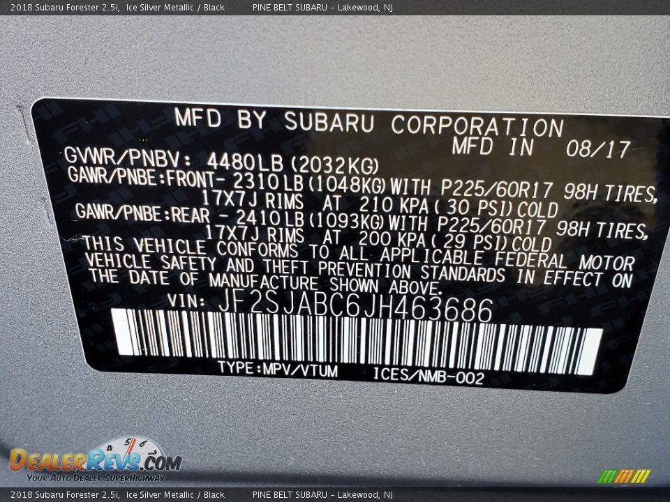2018 Subaru Forester 2.5i Ice Silver Metallic / Black Photo #35