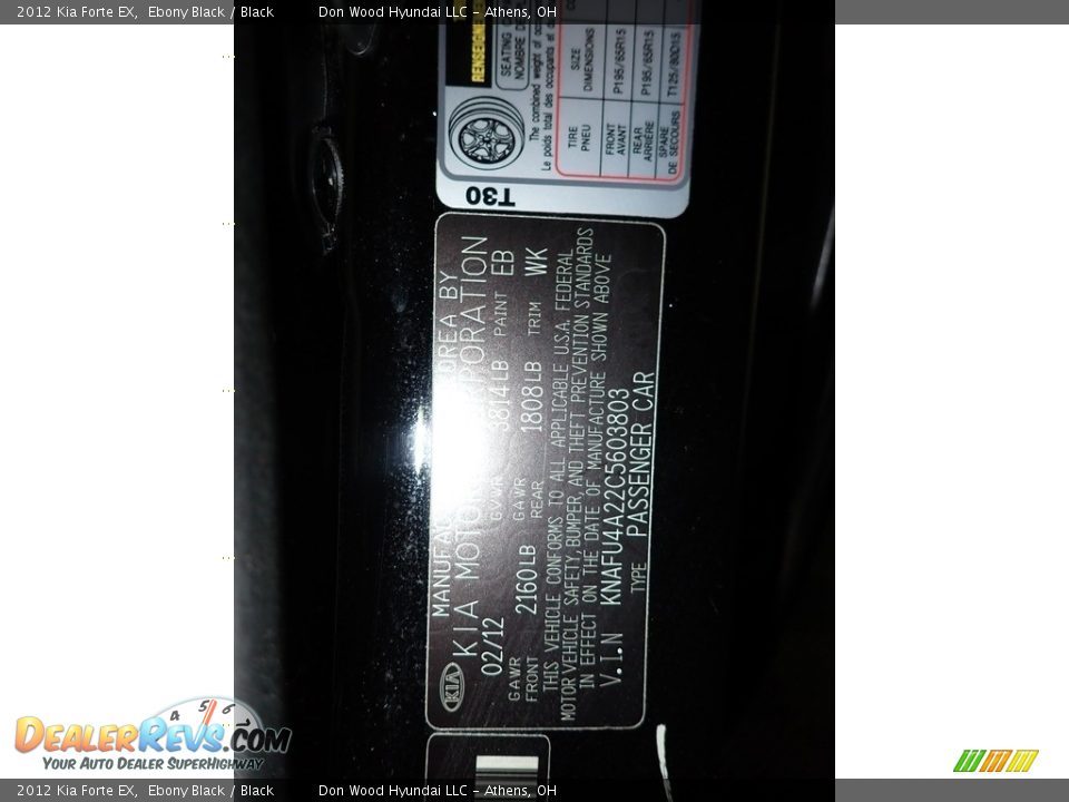 2012 Kia Forte EX Ebony Black / Black Photo #32