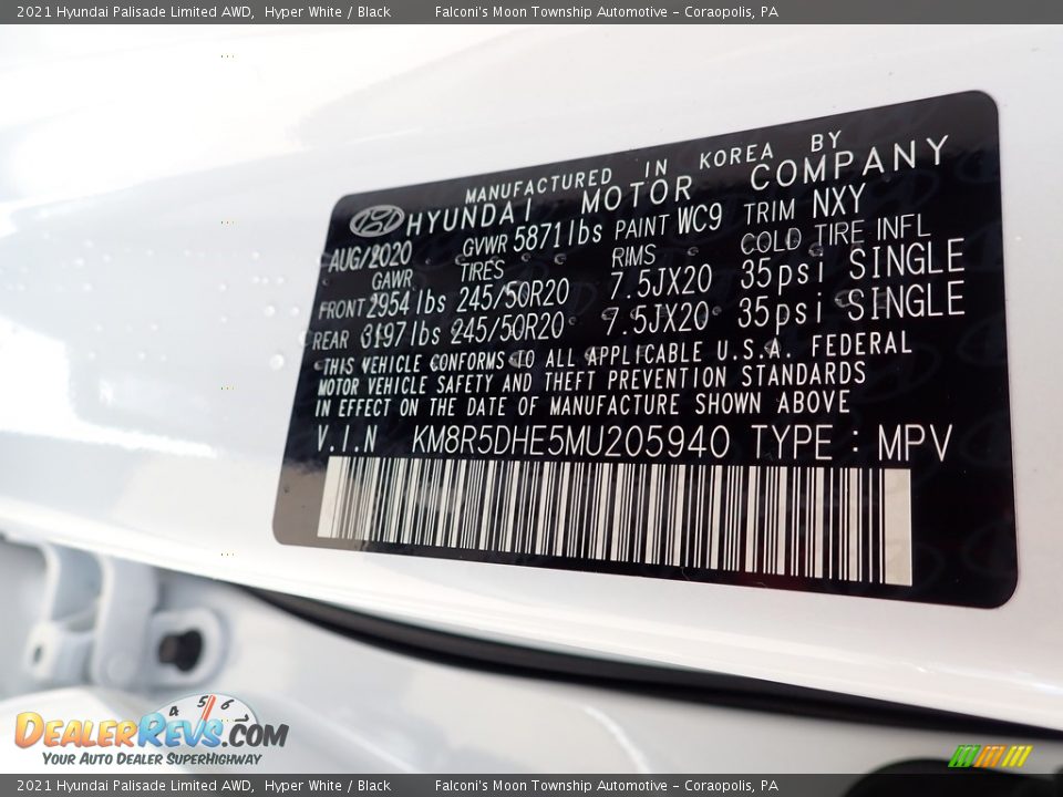 2021 Hyundai Palisade Limited AWD Hyper White / Black Photo #12