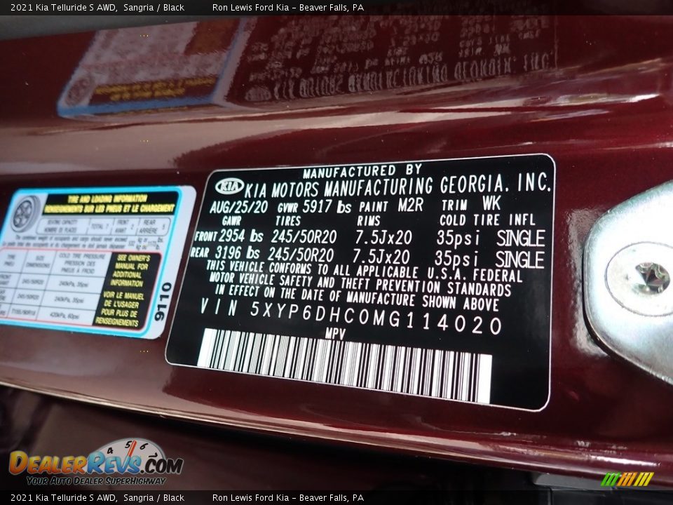 2021 Kia Telluride S AWD Sangria / Black Photo #15