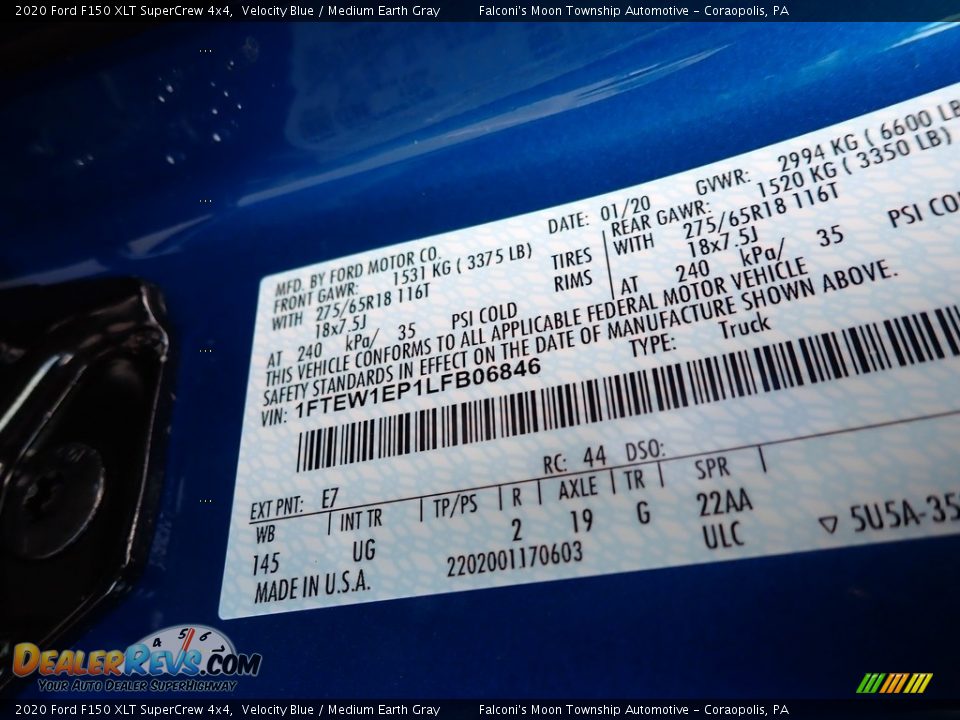 2020 Ford F150 XLT SuperCrew 4x4 Velocity Blue / Medium Earth Gray Photo #12