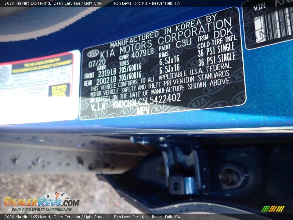 2020 Kia Niro LXS Hybrid Deep Cerulean / Light Gray Photo #15