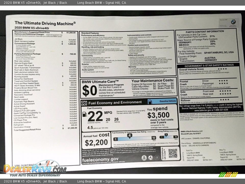 2020 BMW X5 xDrive40i Jet Black / Black Photo #10
