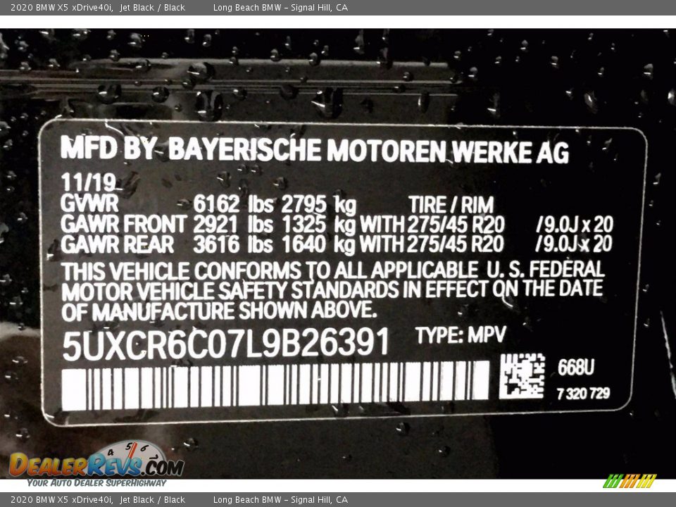 2020 BMW X5 xDrive40i Jet Black / Black Photo #11