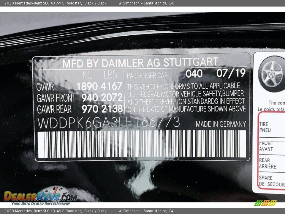 2020 Mercedes-Benz SLC 43 AMG Roadster Black / Black Photo #11