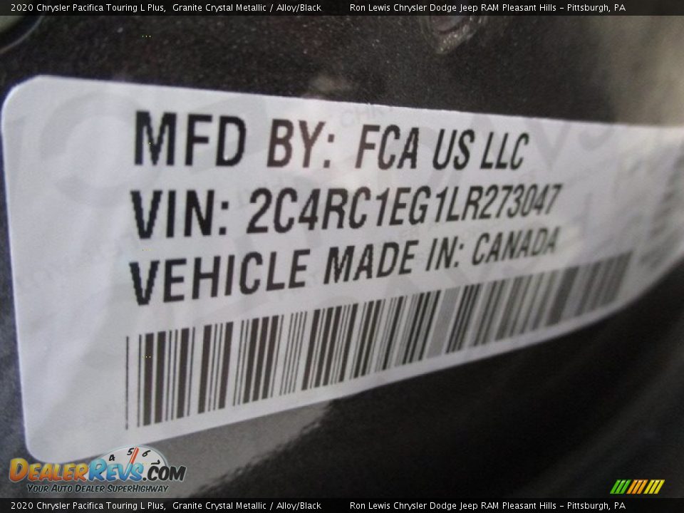2020 Chrysler Pacifica Touring L Plus Granite Crystal Metallic / Alloy/Black Photo #19