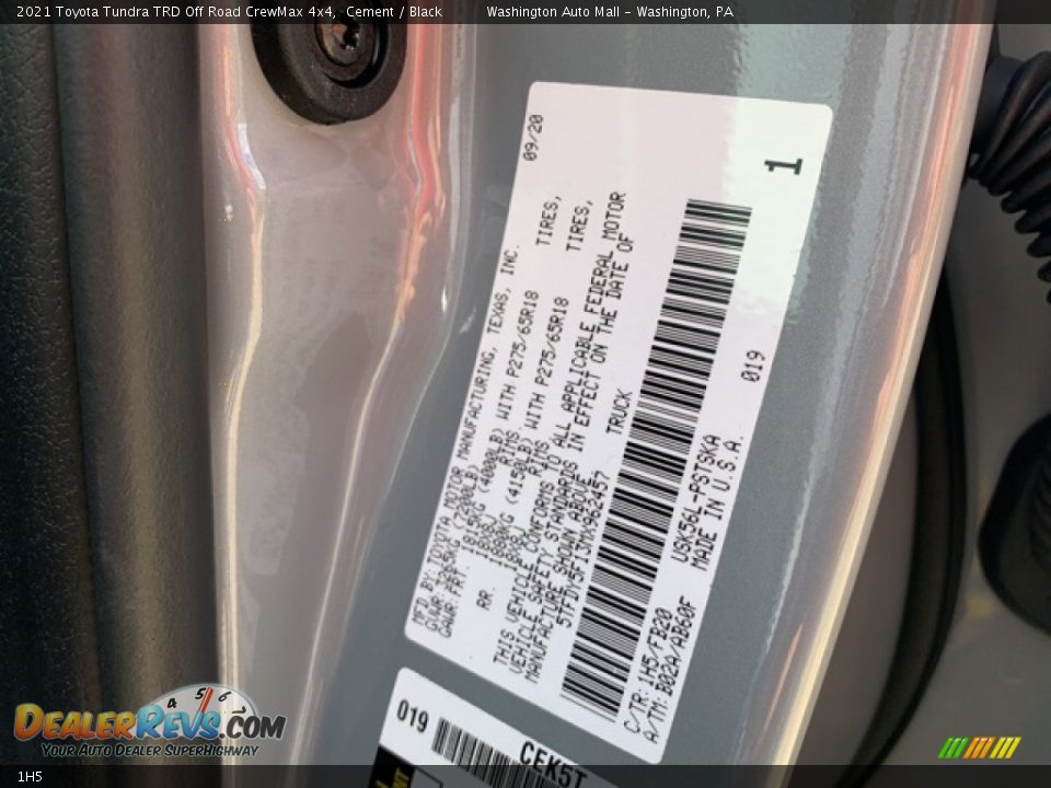 Toyota Color Code 1H5 Cement