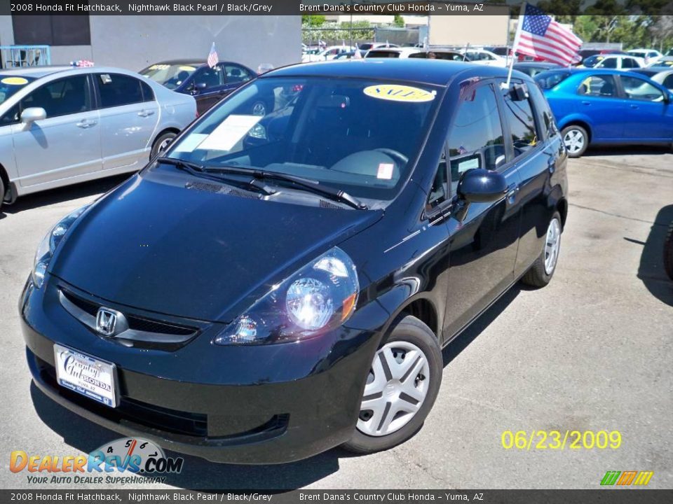 2008 Honda Fit Hatchback Nighthawk Black Pearl / Black/Grey Photo #1