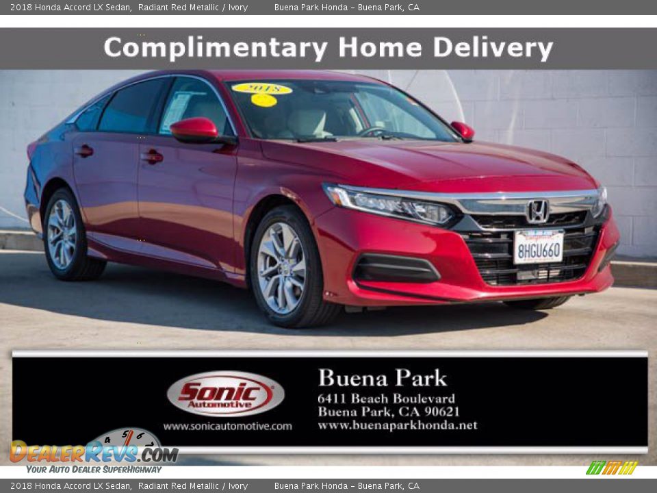 2018 Honda Accord LX Sedan Radiant Red Metallic / Ivory Photo #1