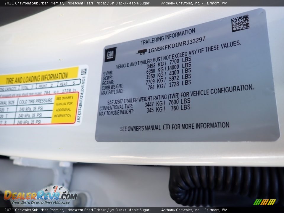 2021 Chevrolet Suburban Premier Iridescent Pearl Tricoat / Jet Black/­Maple Sugar Photo #14