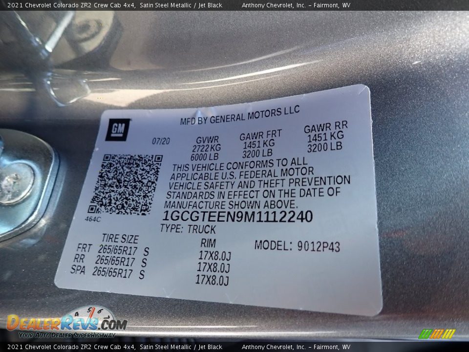2021 Chevrolet Colorado ZR2 Crew Cab 4x4 Satin Steel Metallic / Jet Black Photo #14