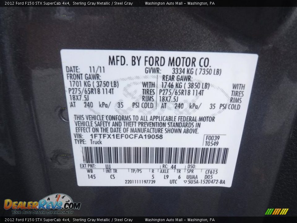 2012 Ford F150 STX SuperCab 4x4 Sterling Gray Metallic / Steel Gray Photo #26