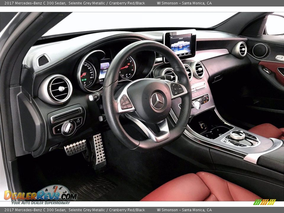 2017 Mercedes-Benz C 300 Sedan Selenite Grey Metallic / Cranberry Red/Black Photo #14