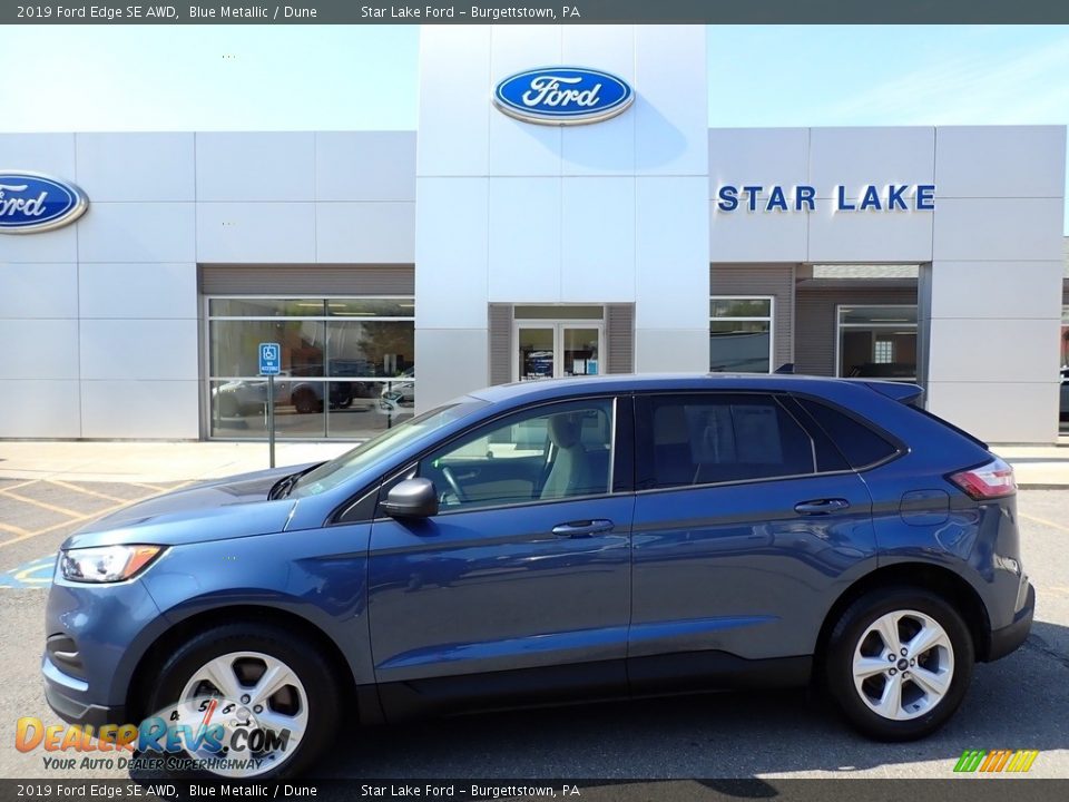 2019 Ford Edge SE AWD Blue Metallic / Dune Photo #1