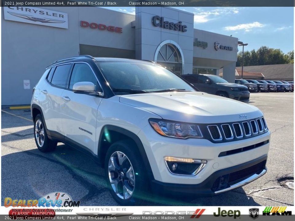 2021 Jeep Compass Limited 4x4 Pearl White Tri–Coat / Black Photo #1