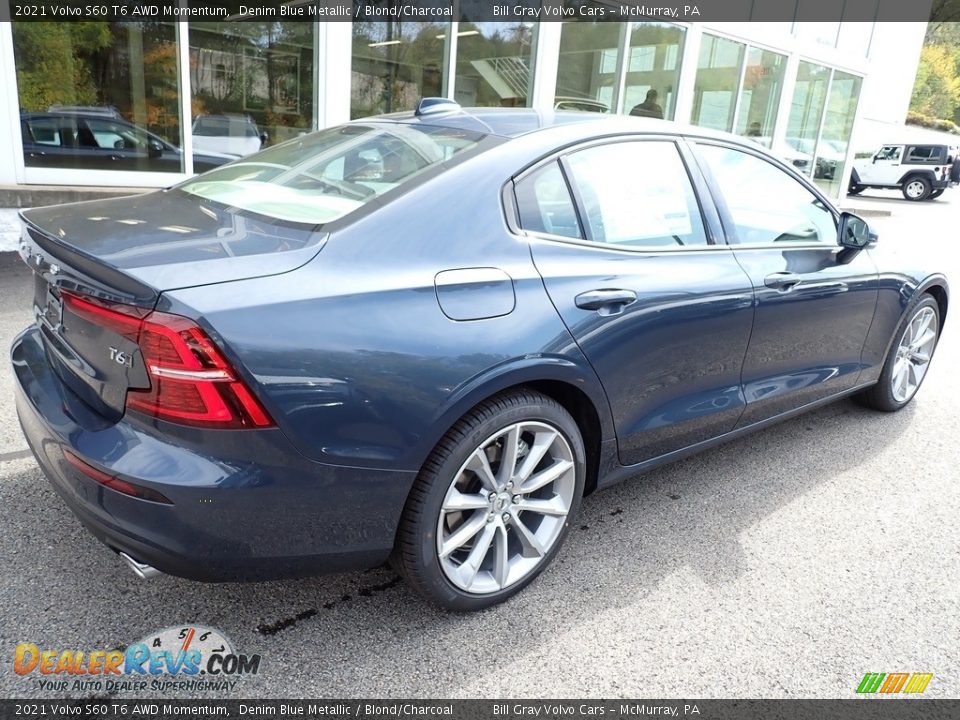 2021 Volvo S60 T6 AWD Momentum Denim Blue Metallic / Blond/Charcoal Photo #2