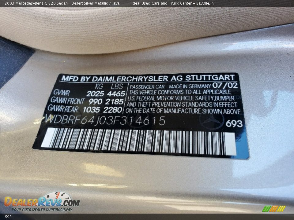 Mercedes-Benz Color Code 693 Desert Silver Metallic