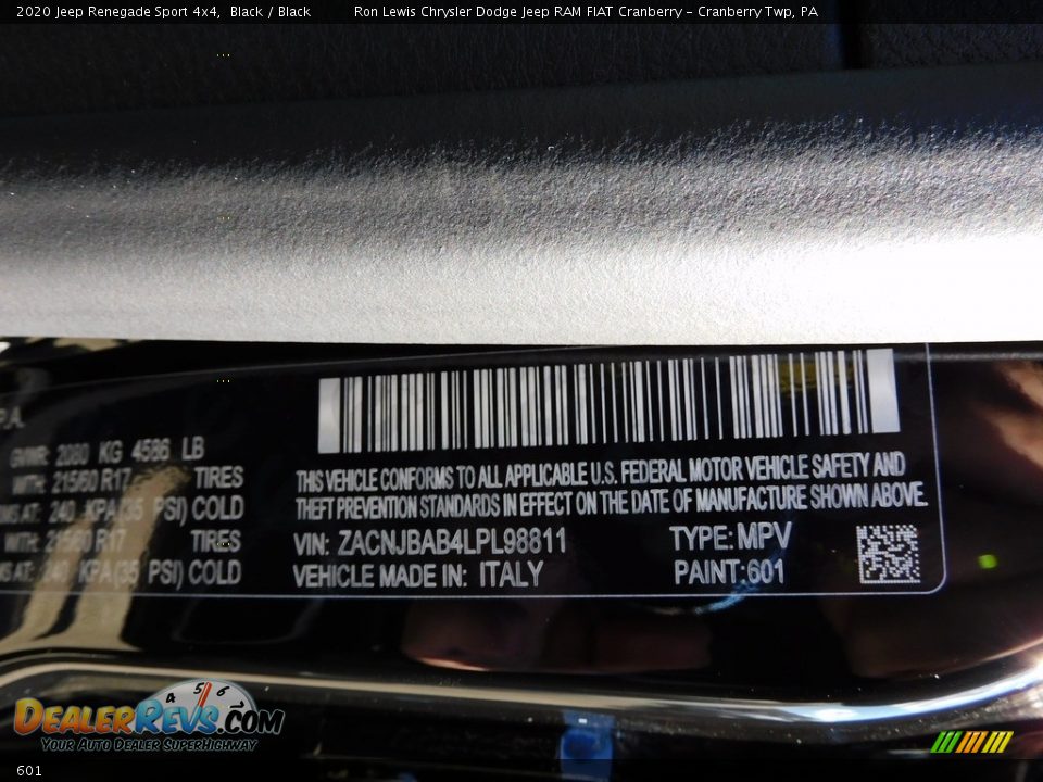 Jeep Color Code 601 Black