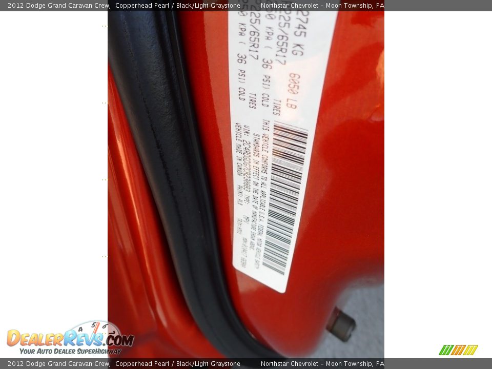 2012 Dodge Grand Caravan Crew Copperhead Pearl / Black/Light Graystone Photo #14