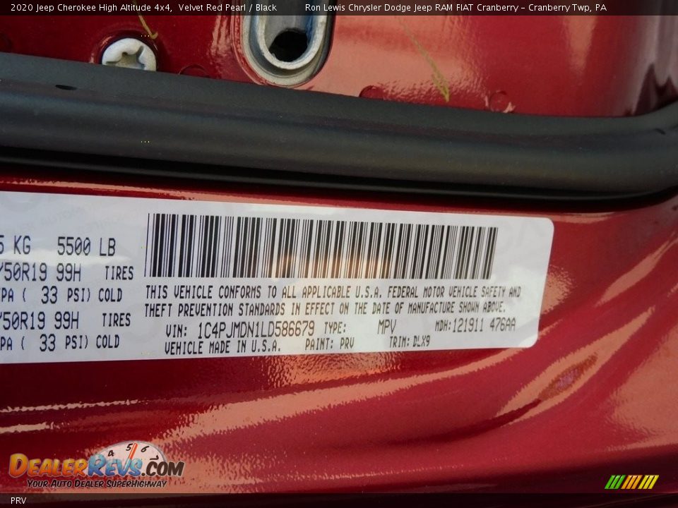 Jeep Color Code PRV Velvet Red Pearl