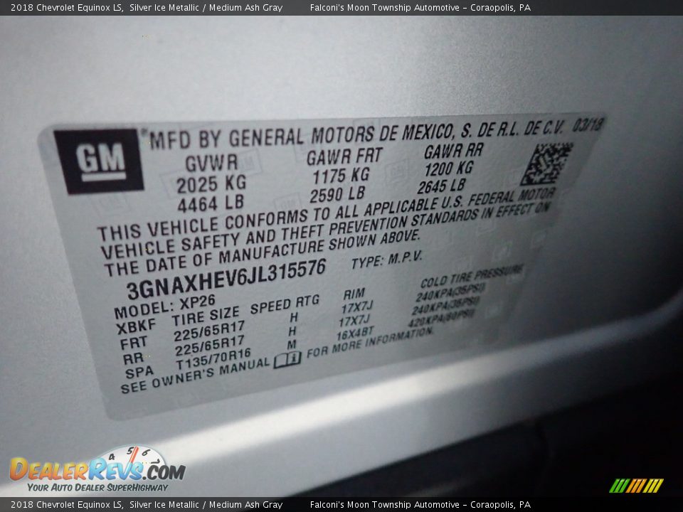 2018 Chevrolet Equinox LS Silver Ice Metallic / Medium Ash Gray Photo #23