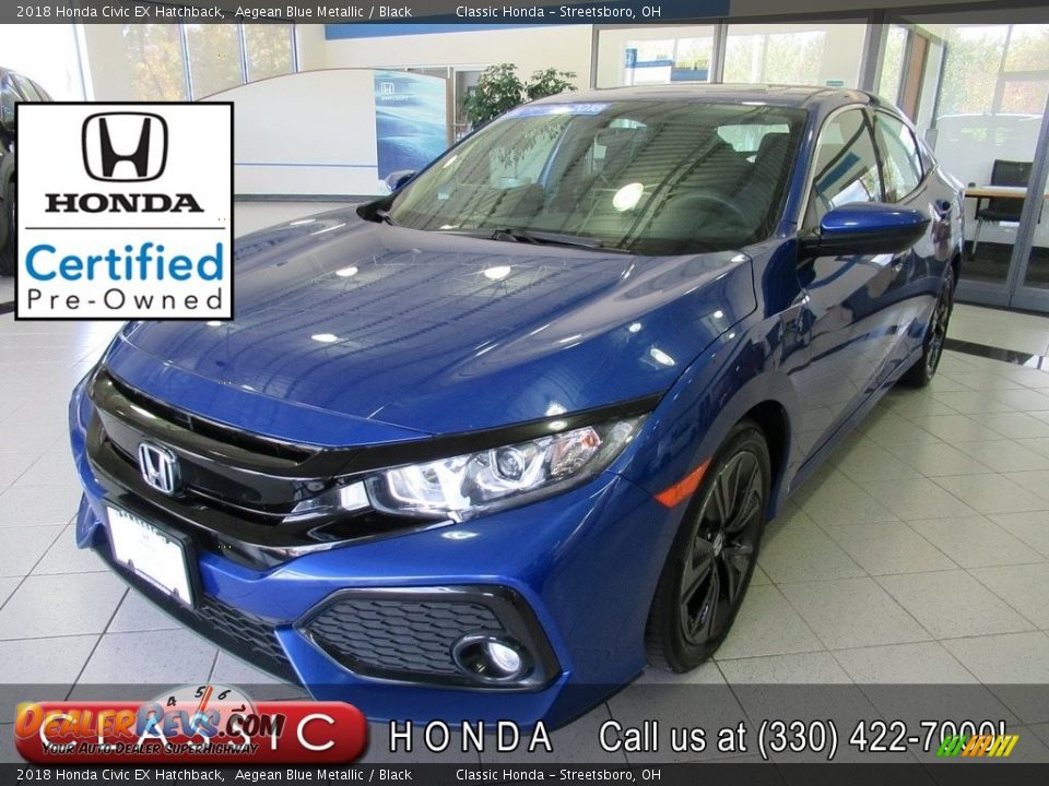 2018 Honda Civic EX Hatchback Aegean Blue Metallic / Black Photo #1