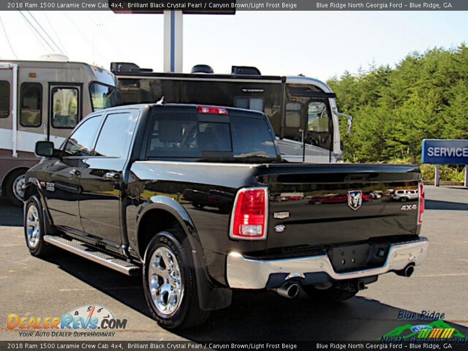 2018 Ram 1500 Laramie Crew Cab 4x4 Brilliant Black Crystal Pearl / Canyon Brown/Light Frost Beige Photo #3