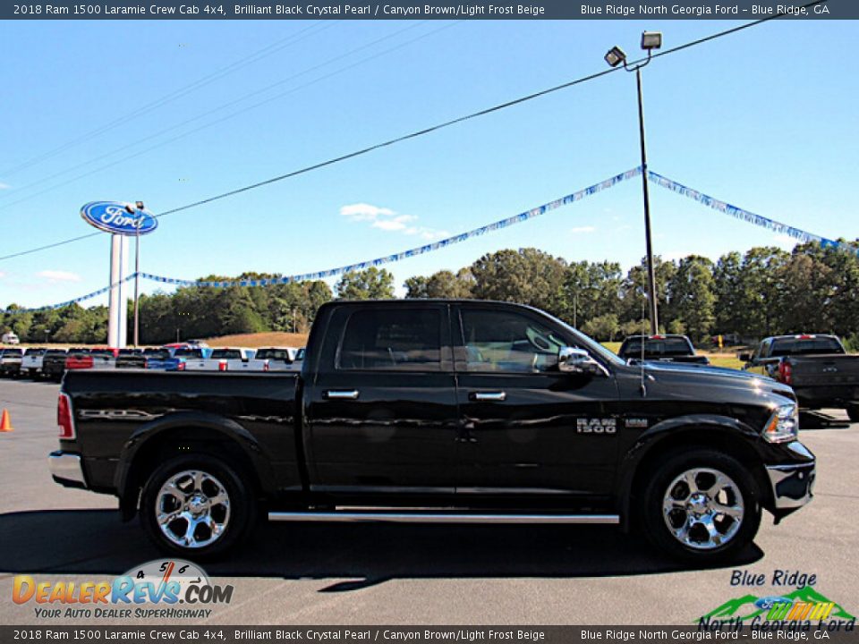 2018 Ram 1500 Laramie Crew Cab 4x4 Brilliant Black Crystal Pearl / Canyon Brown/Light Frost Beige Photo #6