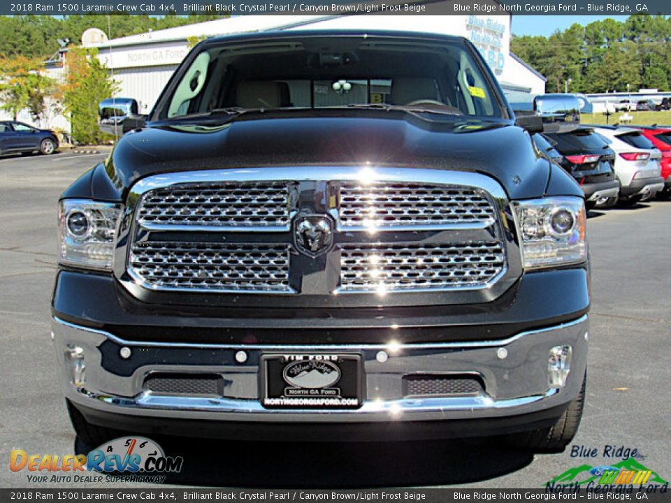 2018 Ram 1500 Laramie Crew Cab 4x4 Brilliant Black Crystal Pearl / Canyon Brown/Light Frost Beige Photo #8