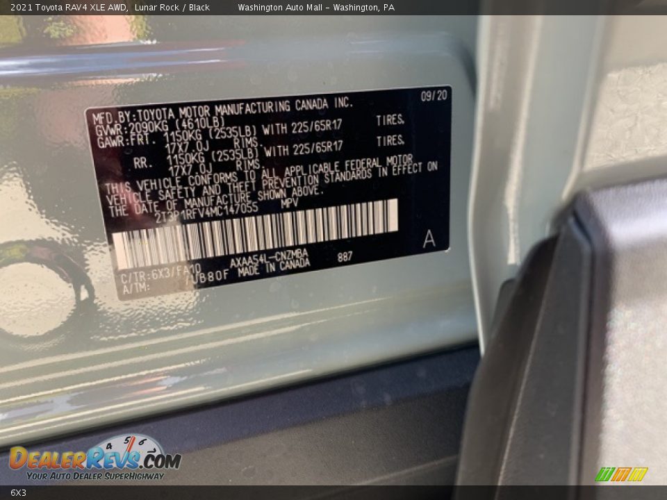 Toyota Color Code 6X3 Lunar Rock