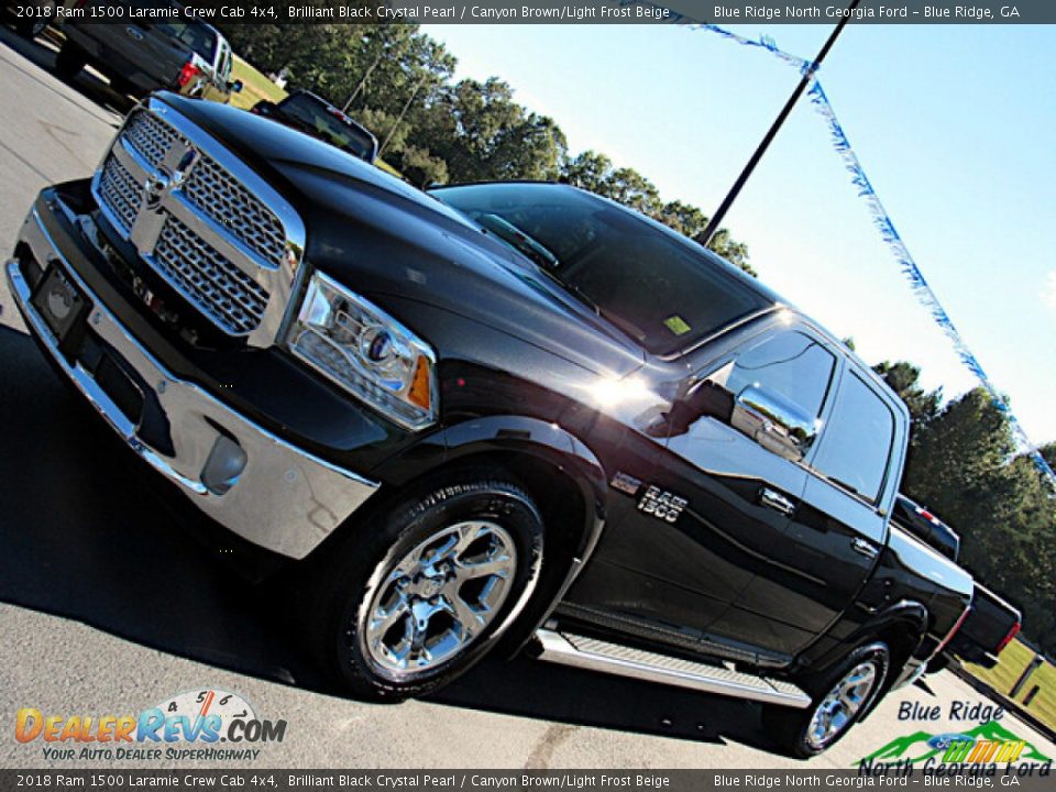 2018 Ram 1500 Laramie Crew Cab 4x4 Brilliant Black Crystal Pearl / Canyon Brown/Light Frost Beige Photo #25