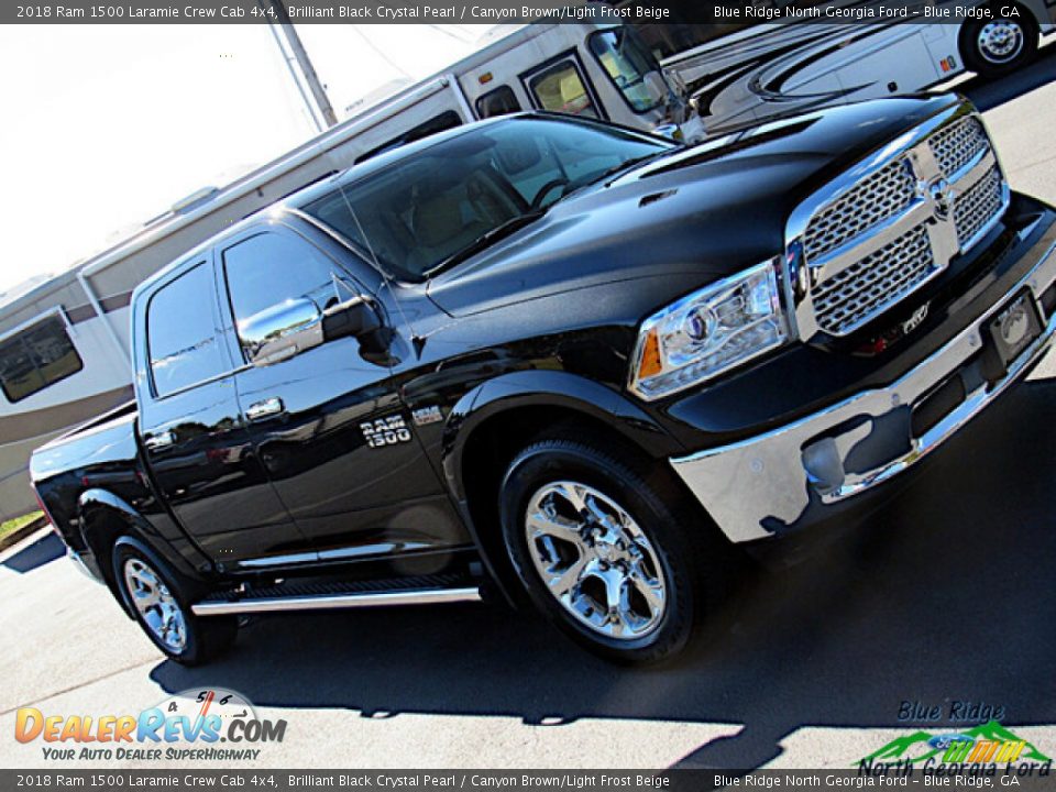 2018 Ram 1500 Laramie Crew Cab 4x4 Brilliant Black Crystal Pearl / Canyon Brown/Light Frost Beige Photo #26