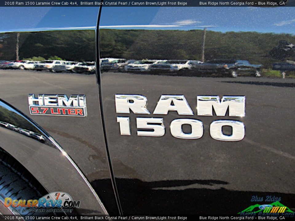 2018 Ram 1500 Laramie Crew Cab 4x4 Brilliant Black Crystal Pearl / Canyon Brown/Light Frost Beige Photo #30