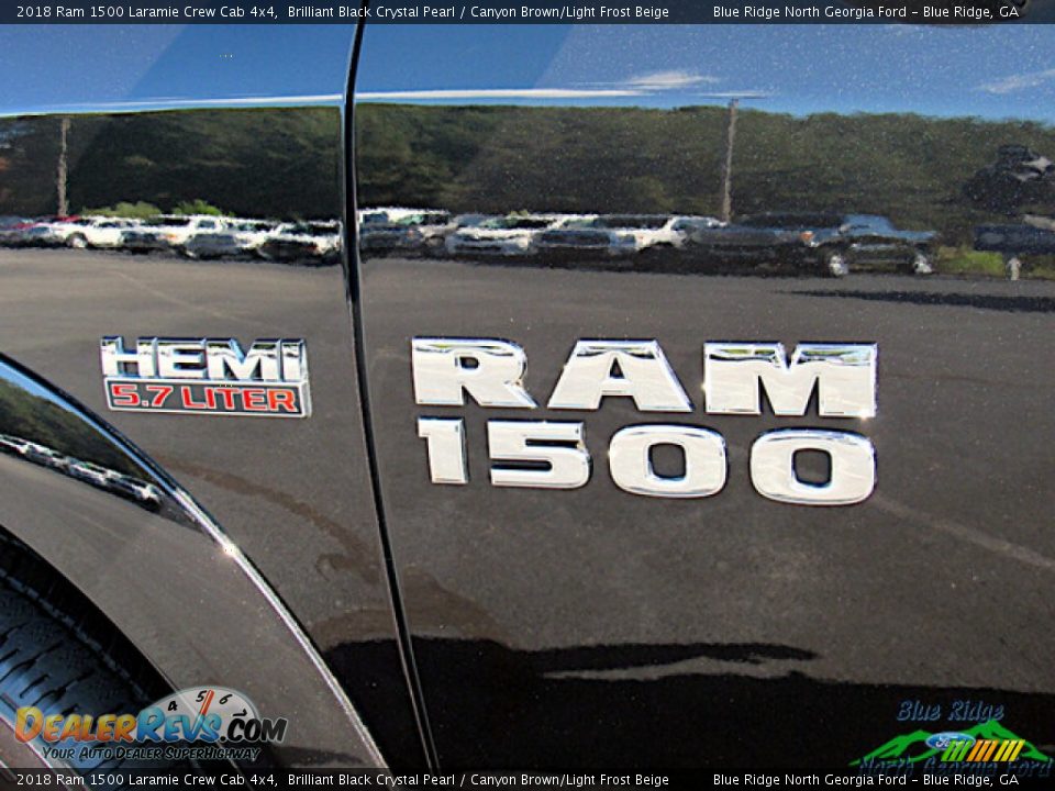 2018 Ram 1500 Laramie Crew Cab 4x4 Brilliant Black Crystal Pearl / Canyon Brown/Light Frost Beige Photo #30