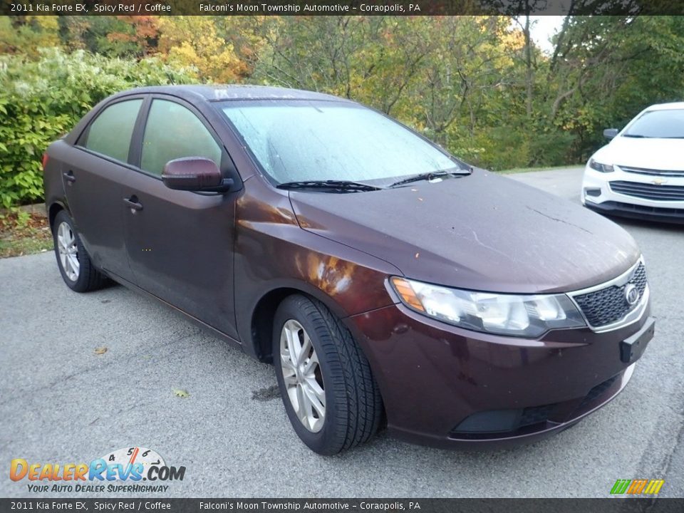 2011 Kia Forte EX Spicy Red / Coffee Photo #4