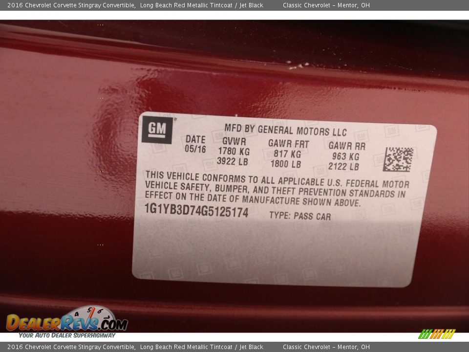 2016 Chevrolet Corvette Stingray Convertible Long Beach Red Metallic Tintcoat / Jet Black Photo #25