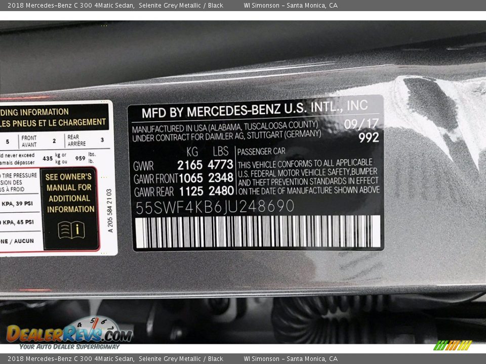2018 Mercedes-Benz C 300 4Matic Sedan Selenite Grey Metallic / Black Photo #33