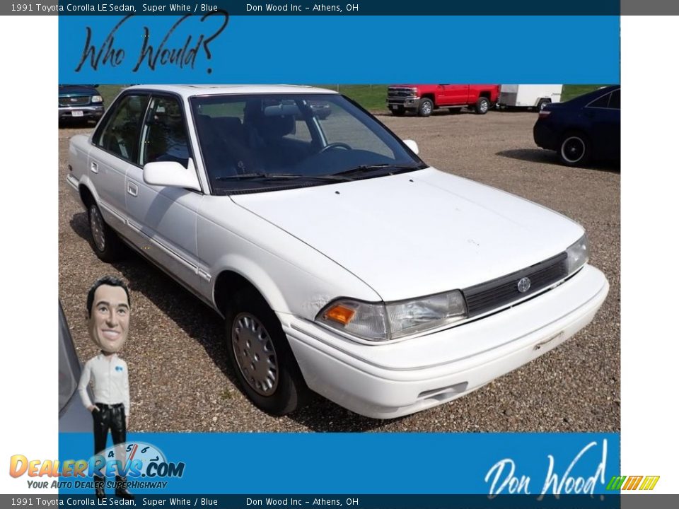 1991 Toyota Corolla LE Sedan Super White / Blue Photo #1