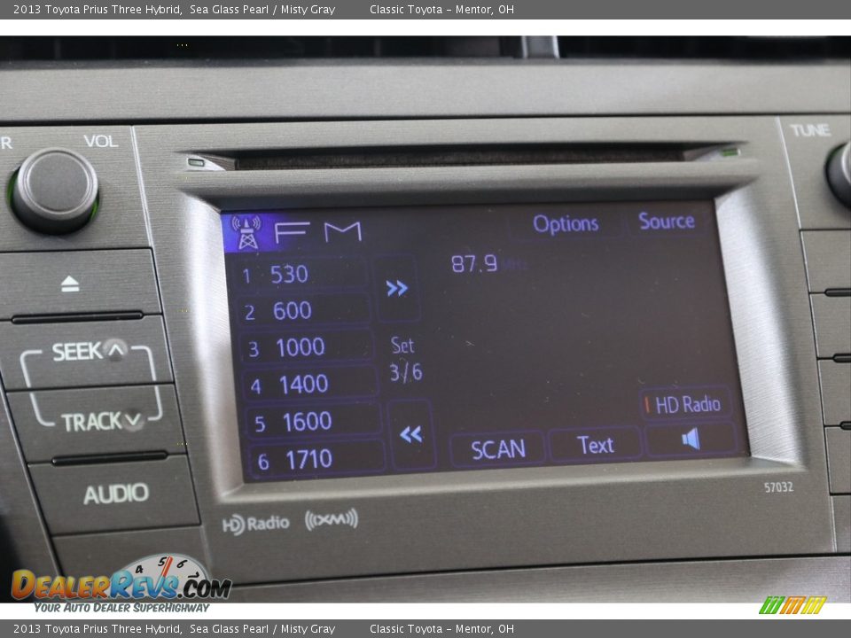 2013 Toyota Prius Three Hybrid Sea Glass Pearl / Misty Gray Photo #10