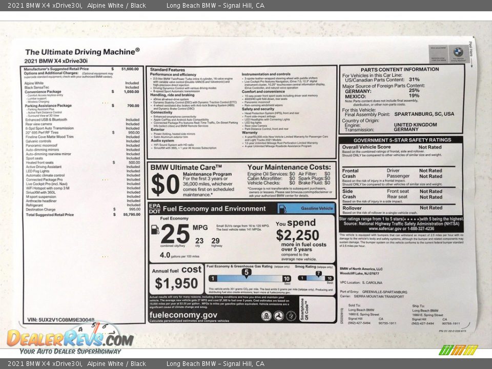 2021 BMW X4 xDrive30i Alpine White / Black Photo #17