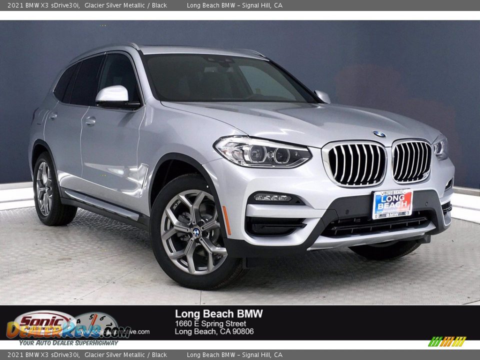 2021 BMW X3 sDrive30i Glacier Silver Metallic / Black Photo #1