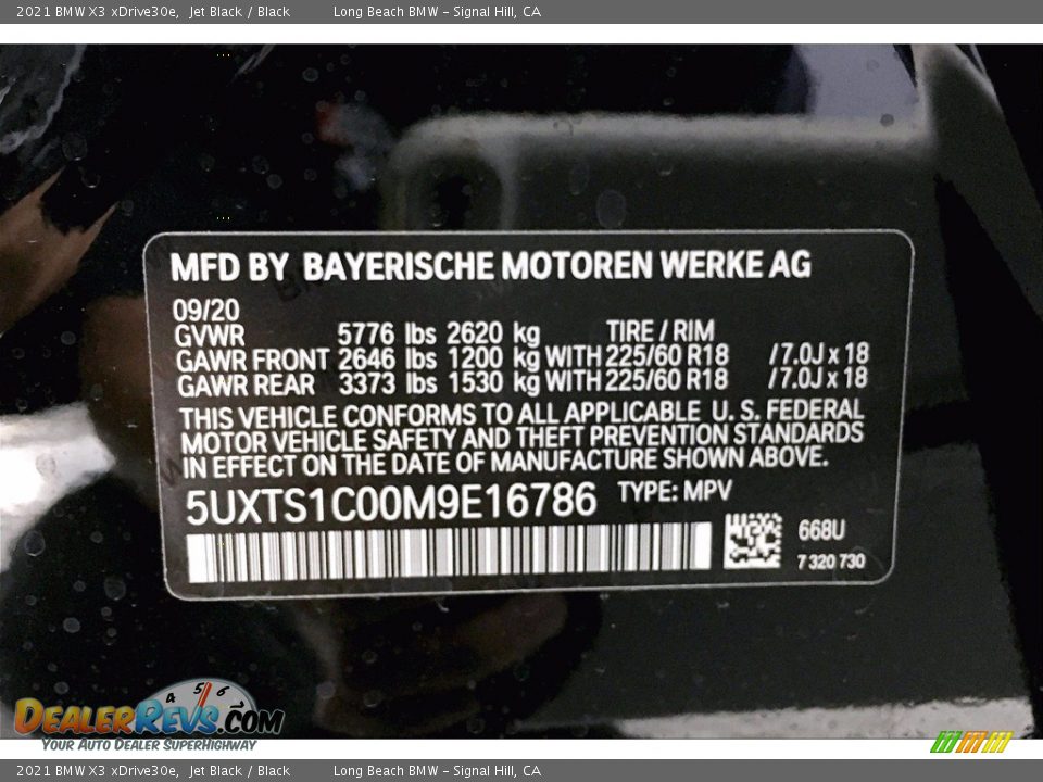 2021 BMW X3 xDrive30e Jet Black / Black Photo #18