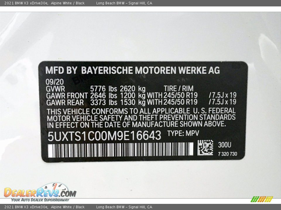 2021 BMW X3 xDrive30e Alpine White / Black Photo #18