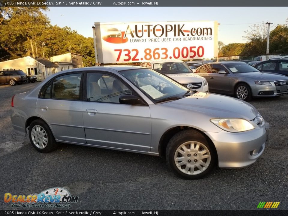 2005 Honda Civic LX Sedan Satin Silver Metallic / Gray Photo #1