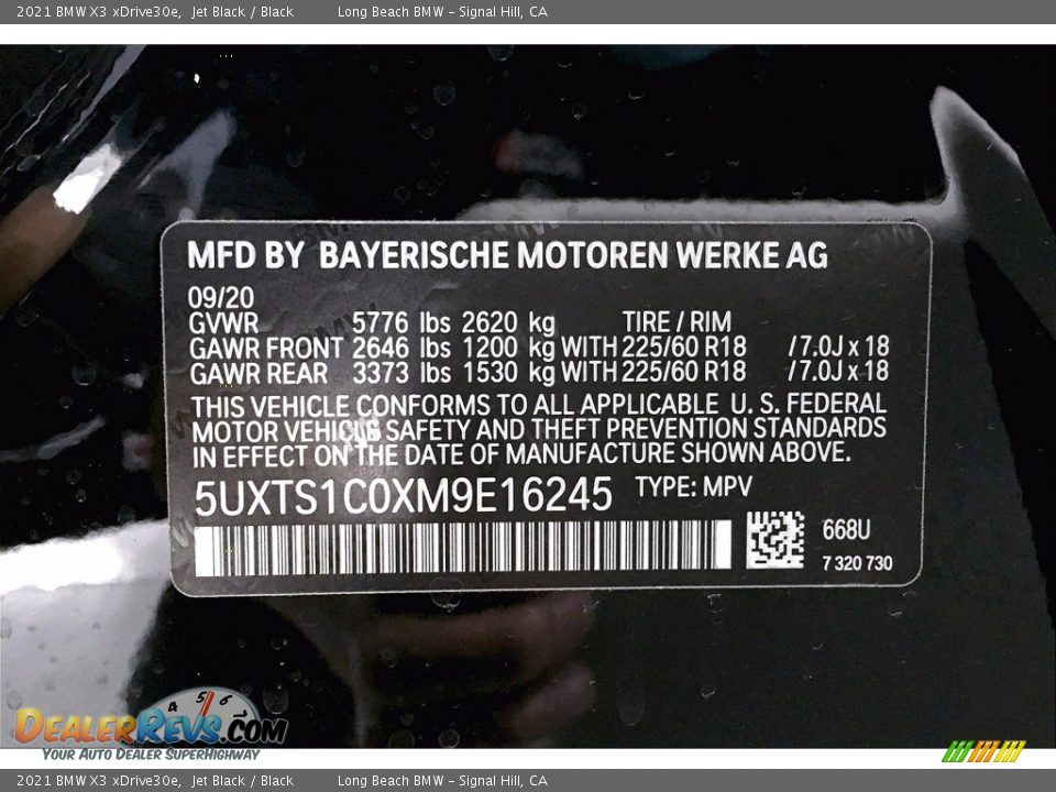 2021 BMW X3 xDrive30e Jet Black / Black Photo #18