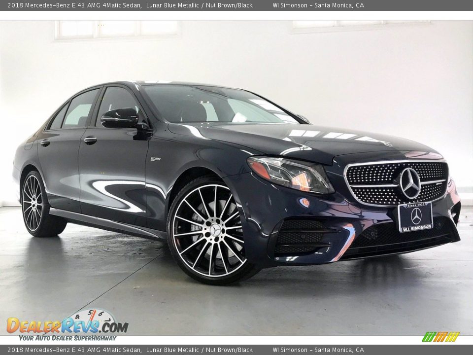 2018 Mercedes-Benz E 43 AMG 4Matic Sedan Lunar Blue Metallic / Nut Brown/Black Photo #34