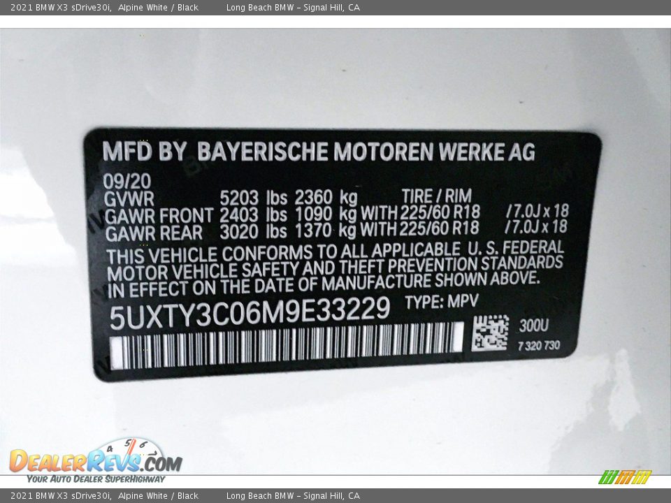 2021 BMW X3 sDrive30i Alpine White / Black Photo #18
